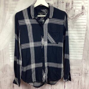 Rails Navy Plaid Button Down Top XS